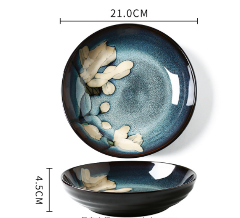 Hand-Painted Ceramic Bowls and Plates - Creative Under-glaze Dinnerware Set