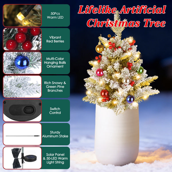 50 LED Solar Artificial Christmas Tree - Waterproof Decoration