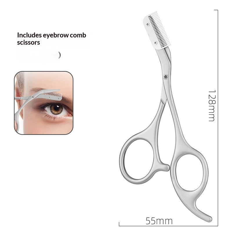 Stainless Steel Eyebrow Scissors with Comb - Precision Grooming Tool