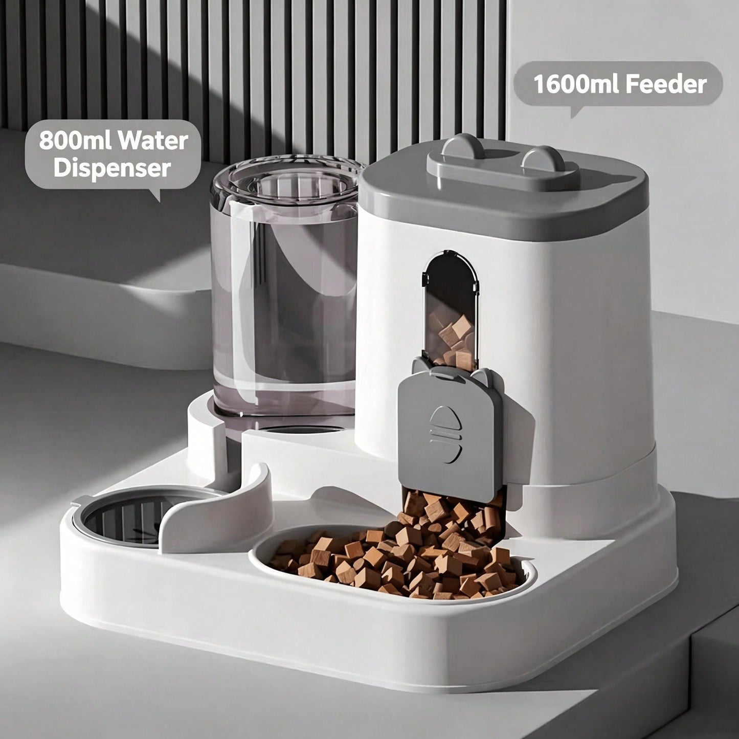 Large Capacity Gravity Pet Feeder and Water Dispenser for Cats and Small Animals