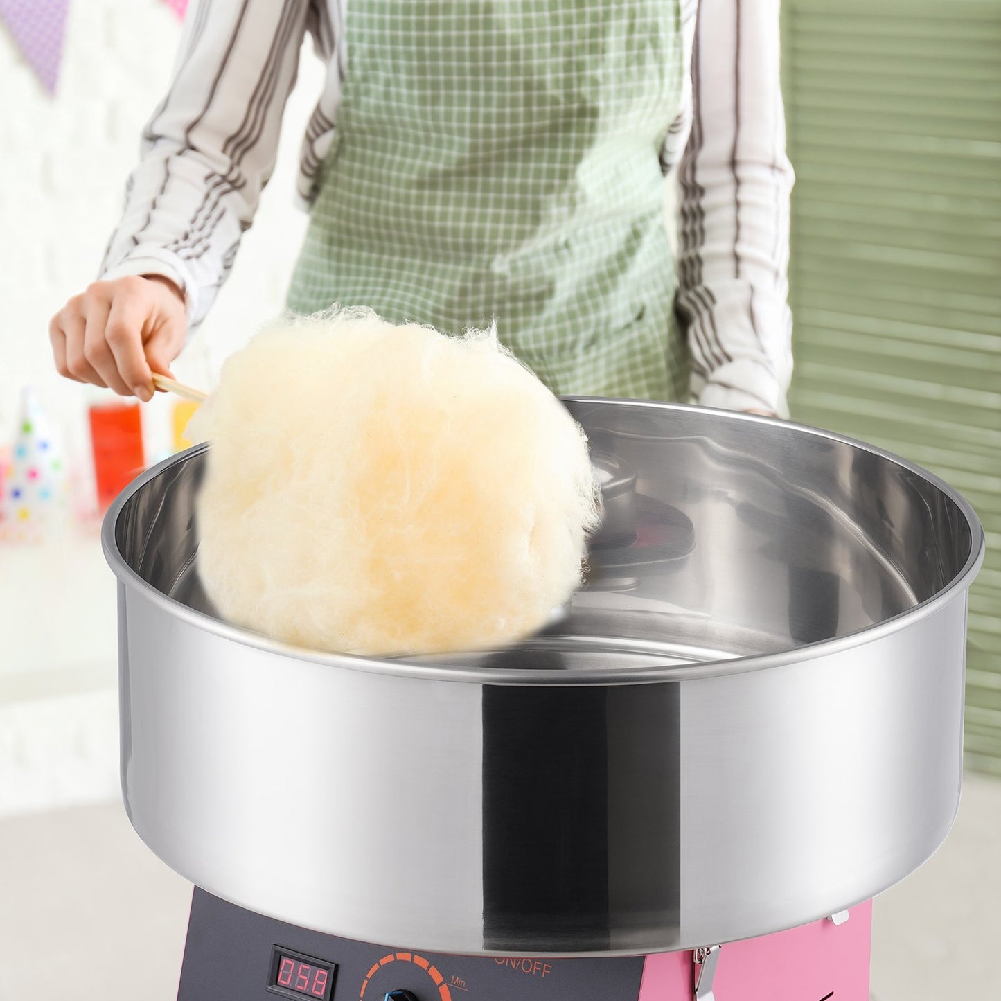 Pink Commercial Cotton Candy Machine 1000W Electric Candy Floss Maker for Home & Events