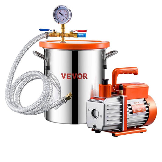 1.5 Gallon Stainless Steel Vacuum Chamber Kit with 3.5CFM Pump - Orange