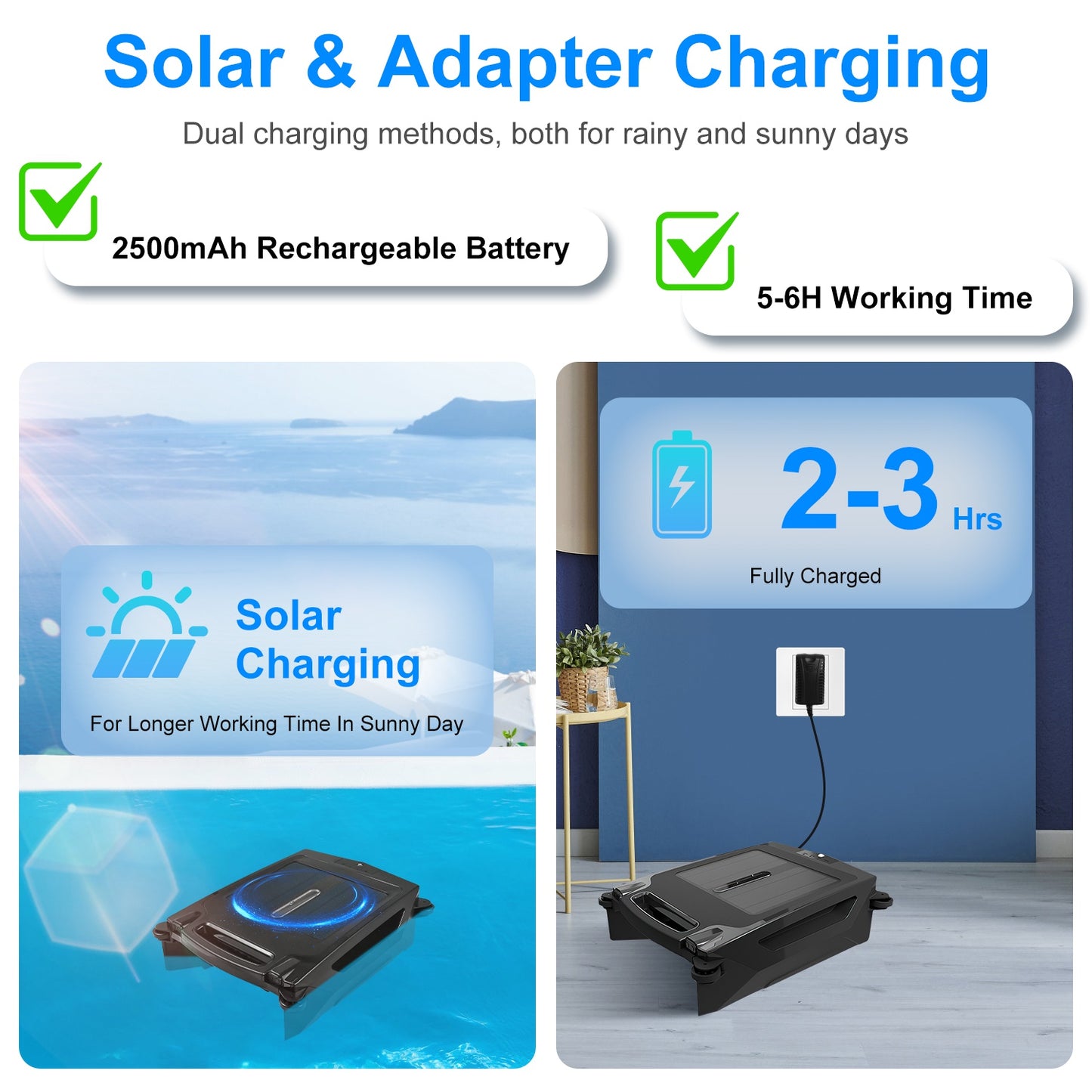 Solar Powered Robotic Pool Skimmer with APP Control, Dual Cleaning Modes, 1937sq.ft Coverage