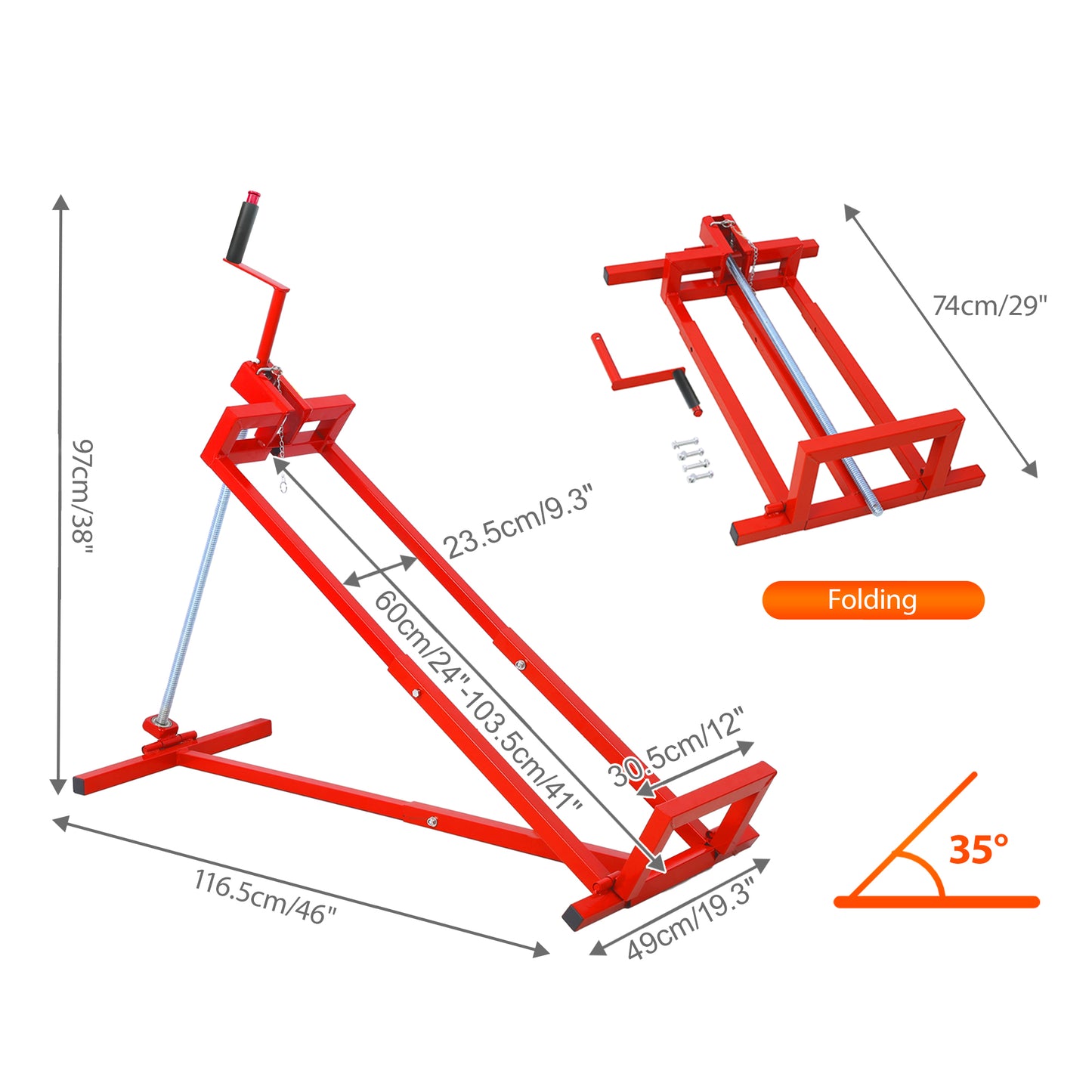 Heavy Duty Lawn Mower Lift Jack - 880 Lbs Capacity, Red