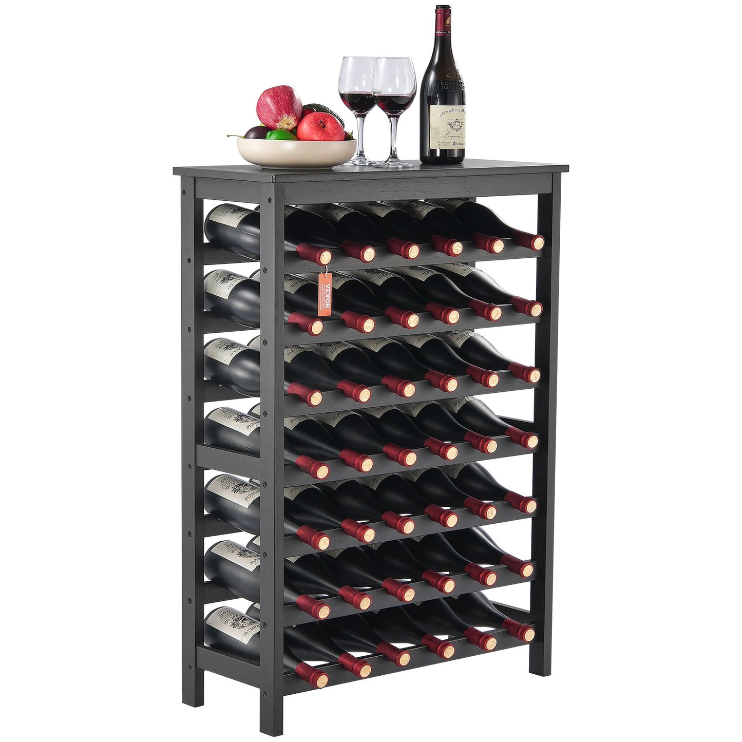 Bamboo Wine Rack - 42-Bottle 7-Tier Modular Display Shelf