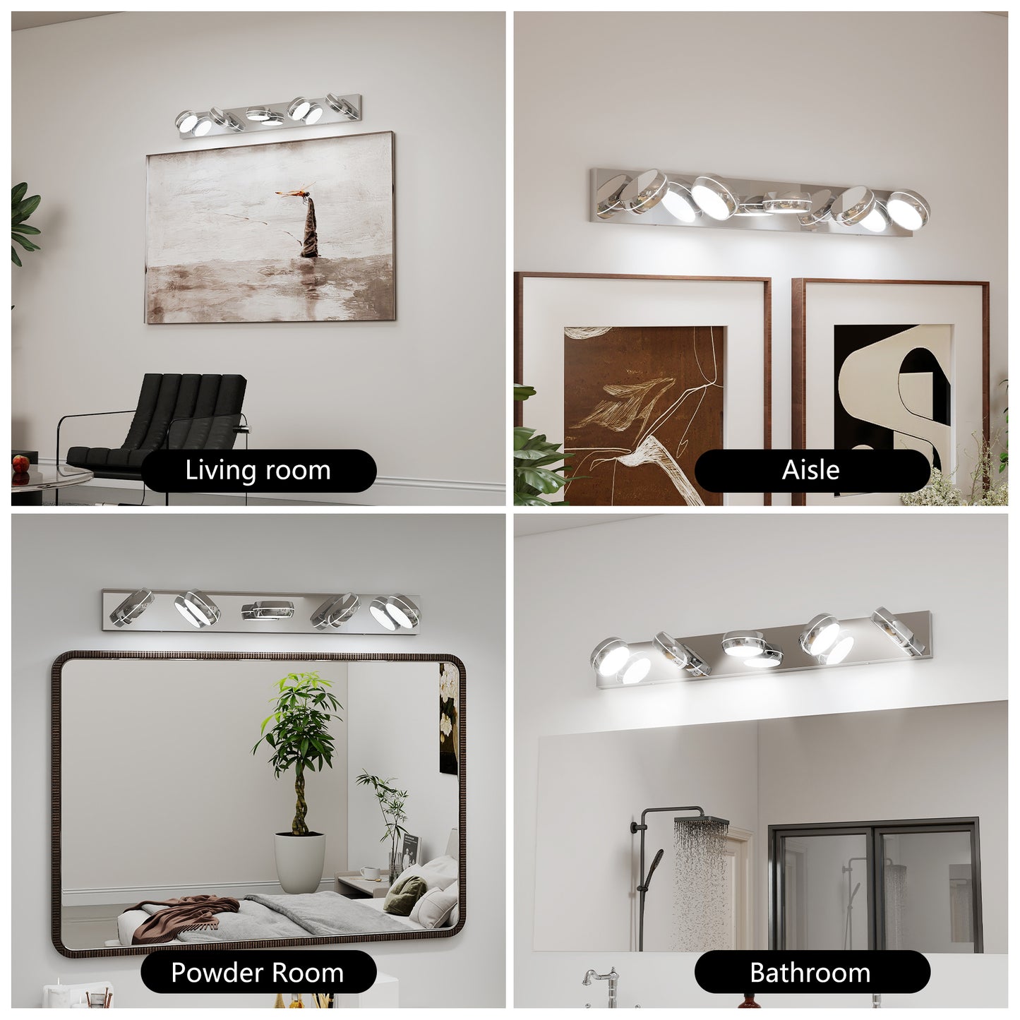 LED Bathroom Vanity Lights - 35in Modern Chrome Fixture