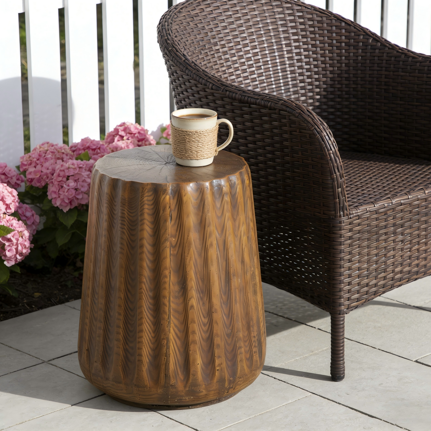 MGO Outdoor Indoor Side Table - Durable Tree Stump Style End For