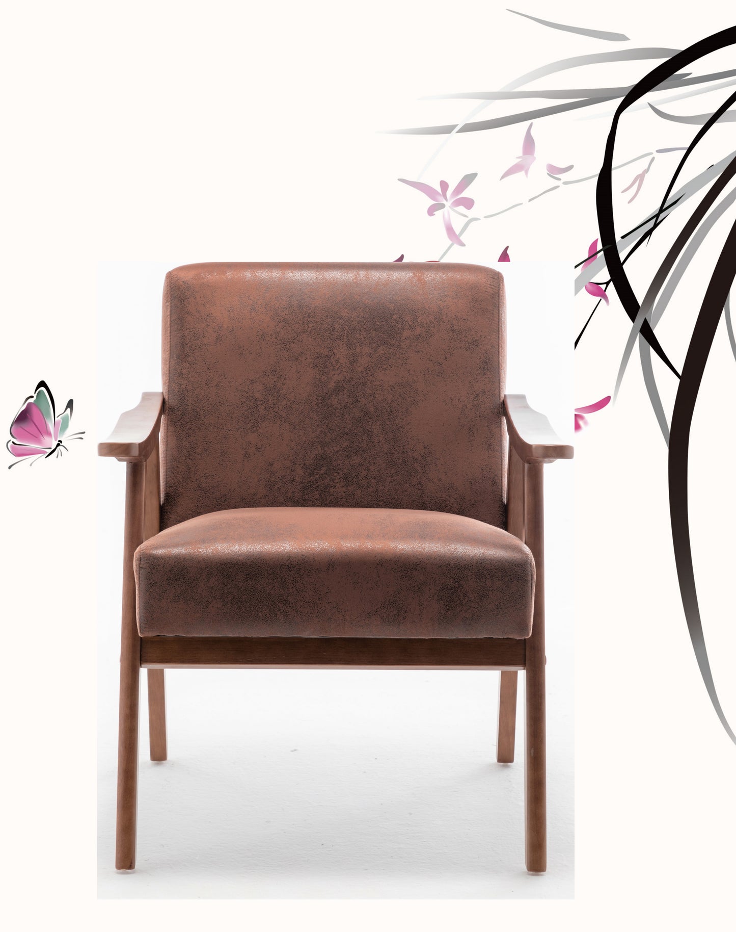 Accent Chair With Microfiber Upholstery And Solid Wood Frame, Classic