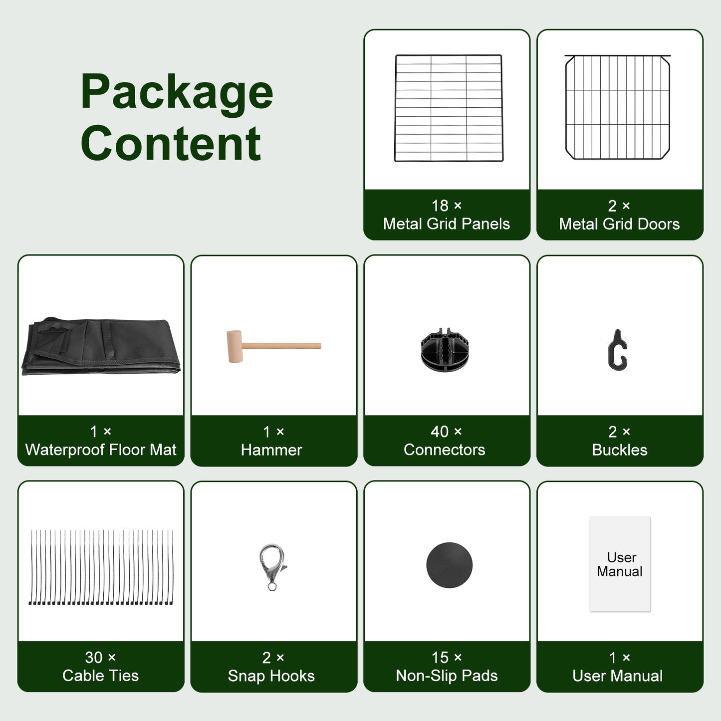 Large Modular Small Animal Cage with Waterproof Floor Mat - DIY Pet Enclosure for Guinea Pigs, Rabbits, Chickens, Hamsters