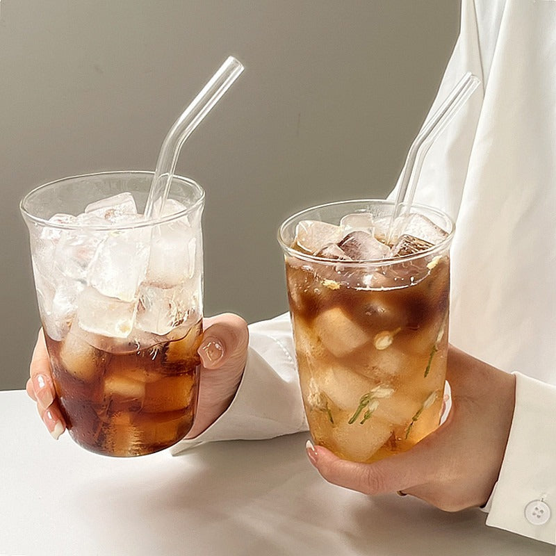 420ml Glass Coffee Cup with Straw - Latte Ice American Drinkware