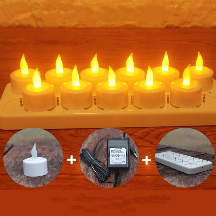 Rechargeable Flameless LED Tea Candles Set of 12 with Holders - Safe Outdoor Decor