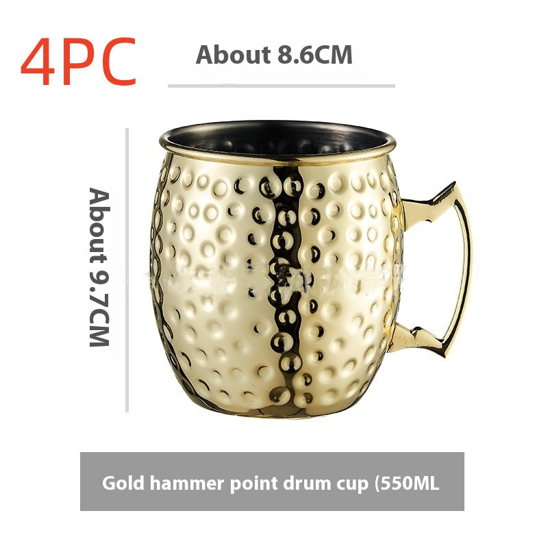 Stainless Steel Moscow Mule Cup Set - Copper Plated Drinkware for Bar & Home