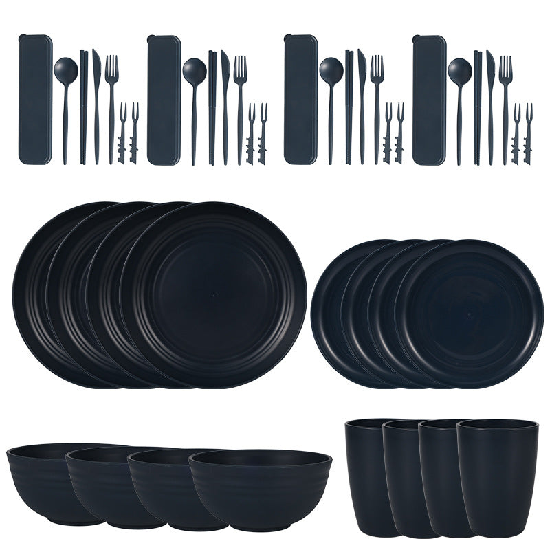 Wheat Straw Dinnerware Set for 4 - Camping & Outdoor Use