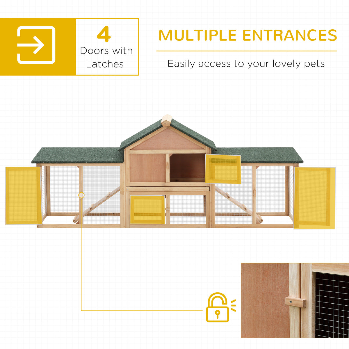 Outdoor Wooden Rabbit Hutch 83-Inch Large 2-Story Animal Cage with Ladder and Run