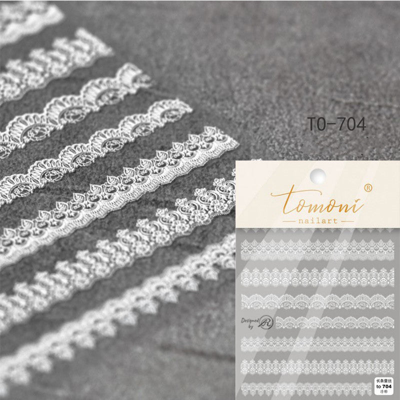 Lace Embossed Nail Stickers – Black & White Decals