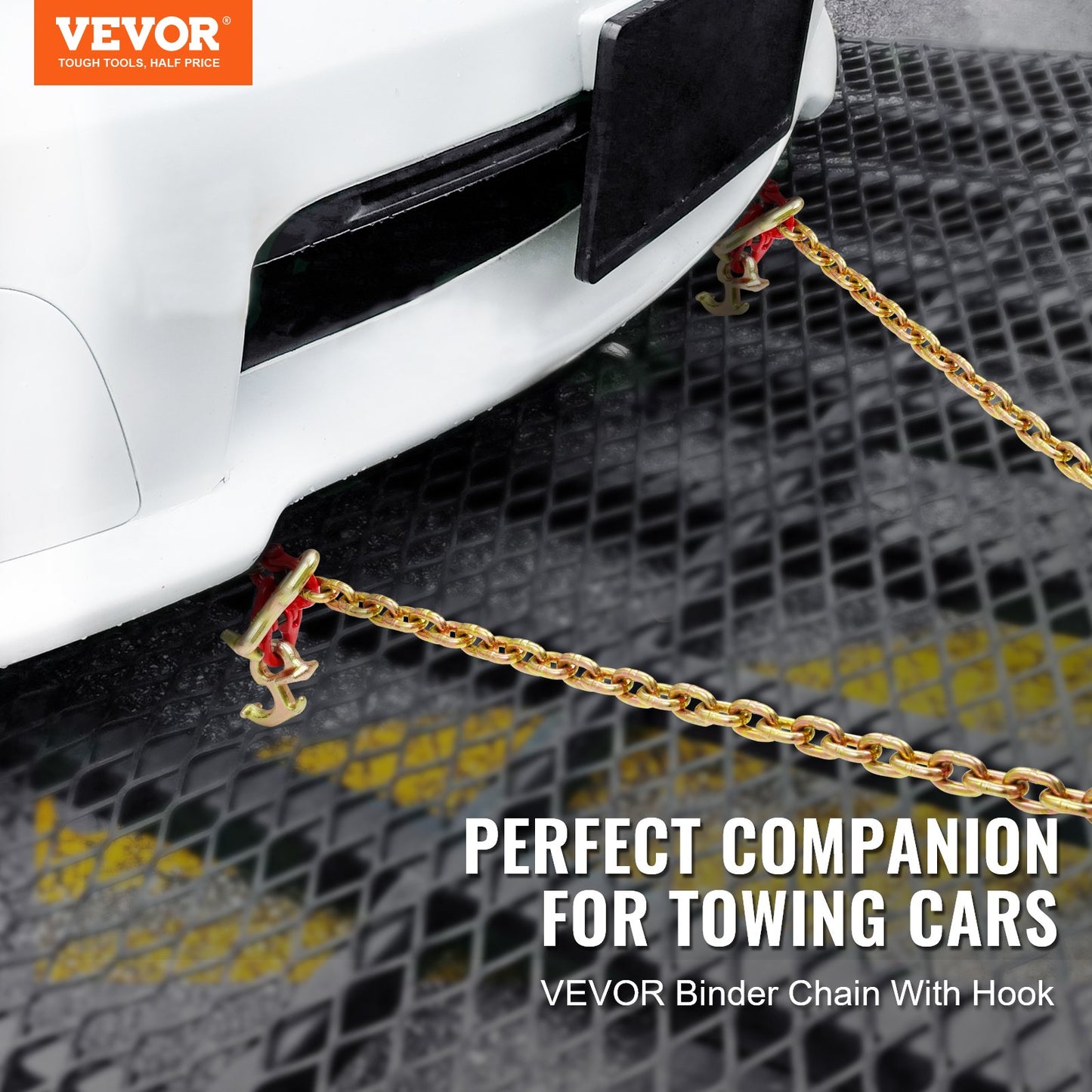 G80 Tow Chain V-Bridle with Grab Hooks - 5/16 inch x 3 ft Heavy Duty Wrecker Chain