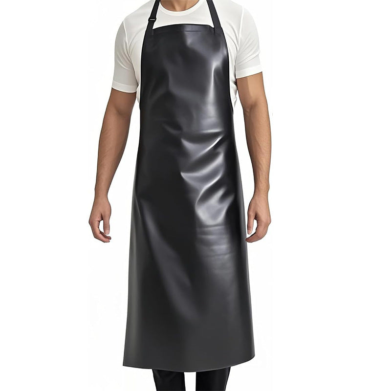 Waterproof PU Neck Apron with Leather Strap - Adjustable Length