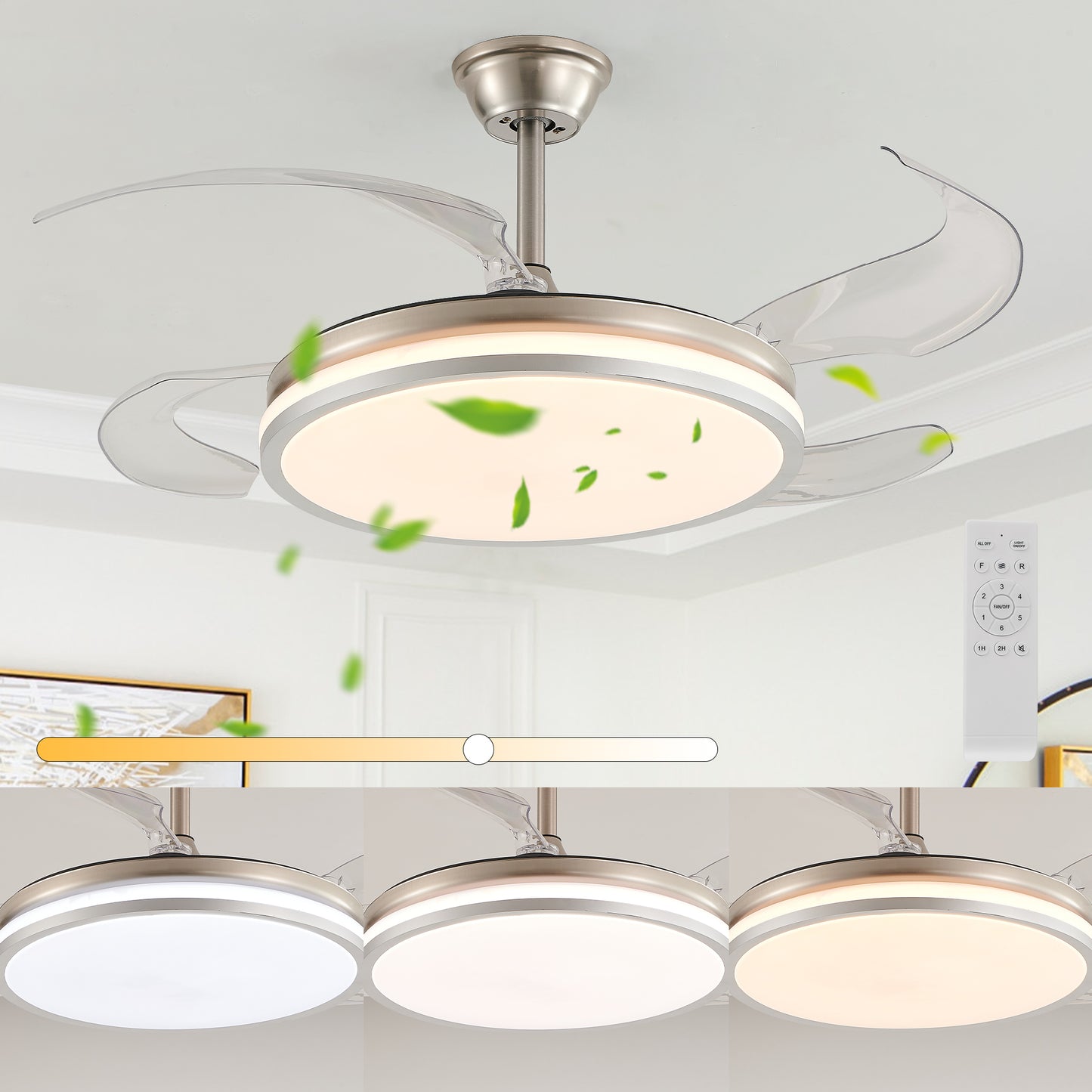 42 Inch Modern LED Ceiling Fan with Light & Remote Control - 6 Speed
