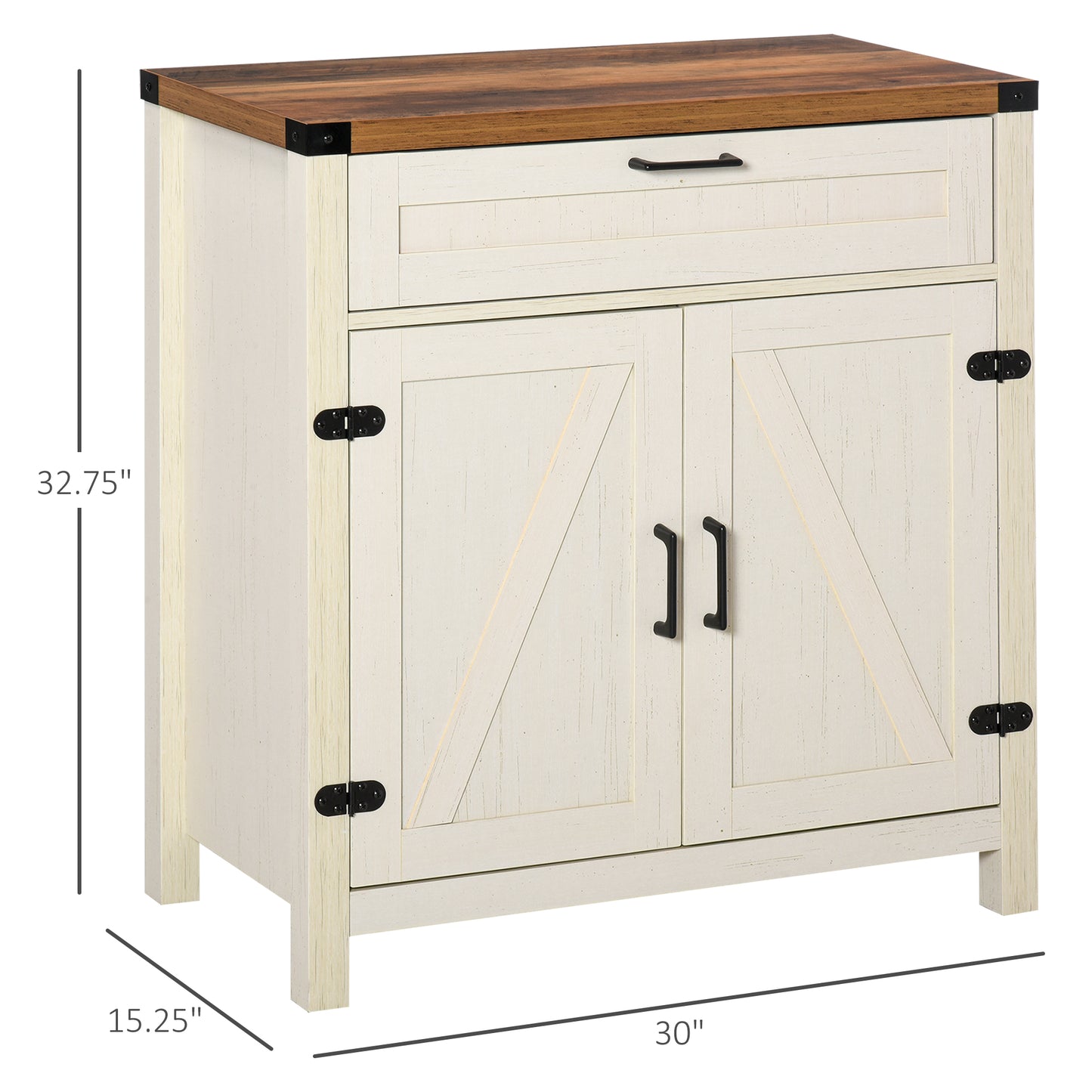 Modern Farmhouse Buffet Cabinet with Storage - Distressed White