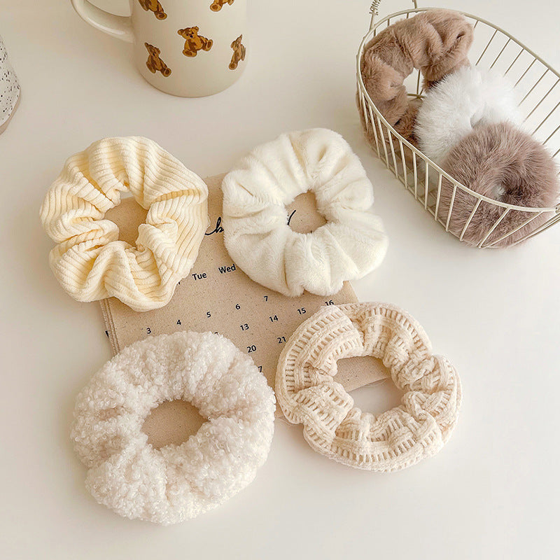 Winter Plush Pork Intestine Hair Ring - Colorful Hair Accessory for Women