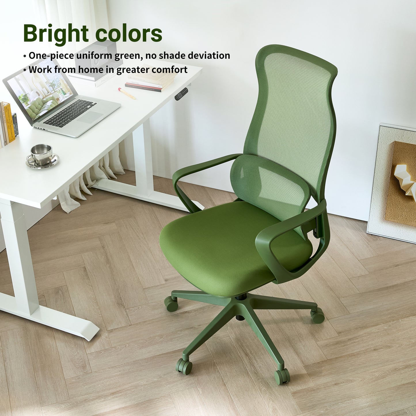 Ergonomic Green Office Chair with Adjustable Lumbar Support
