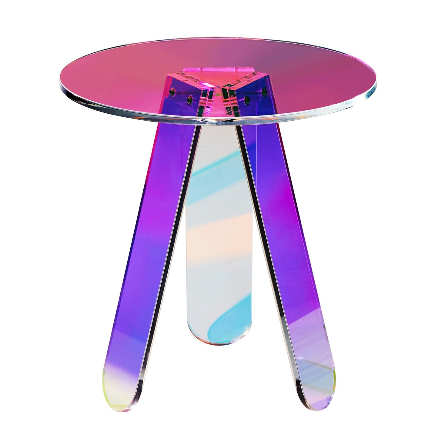 Round Iridescent Acrylic Side Table - Multicolor Coffee Table
