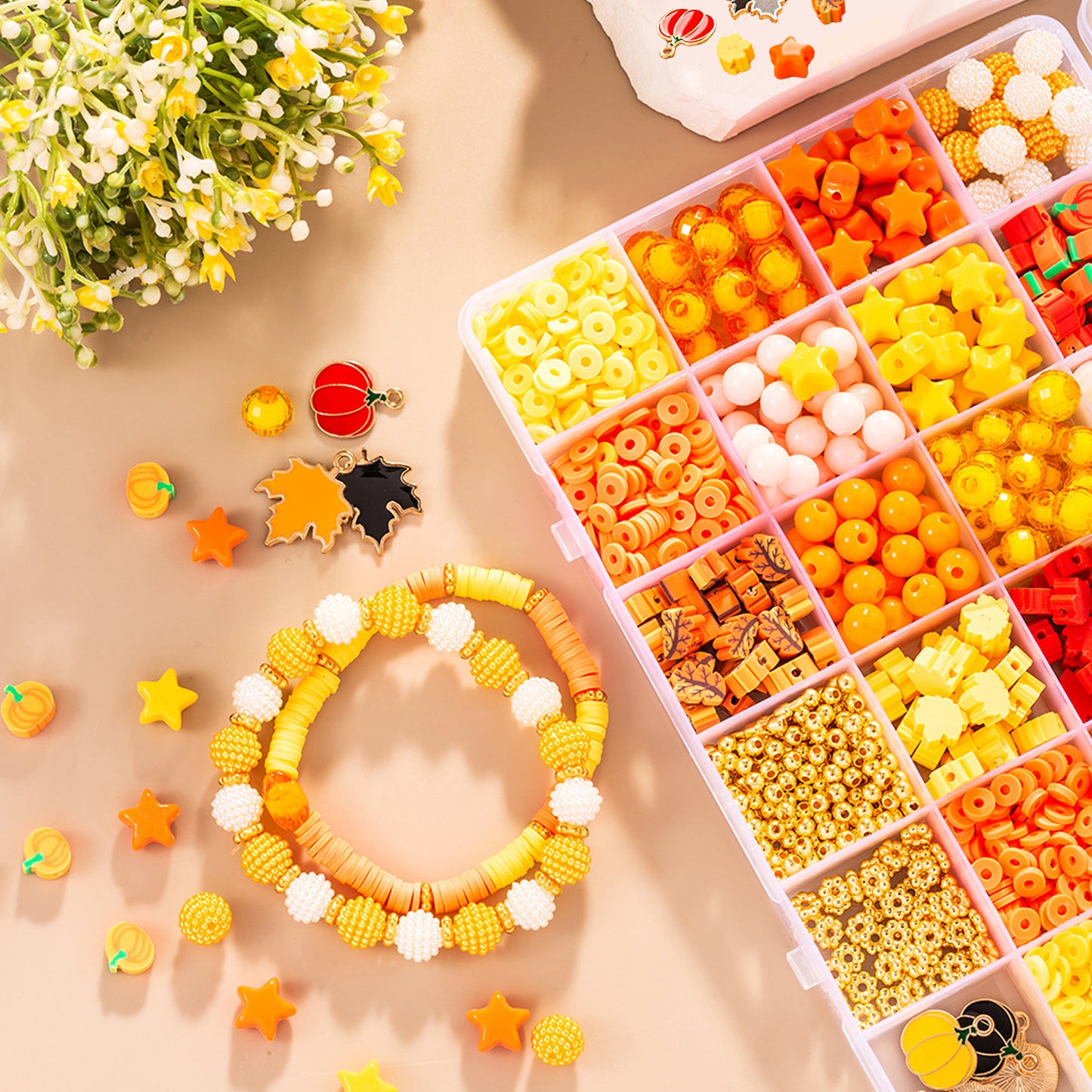 1510 Pcs Fall Theme Bracelet Beads Kit - Plastic & Colorful