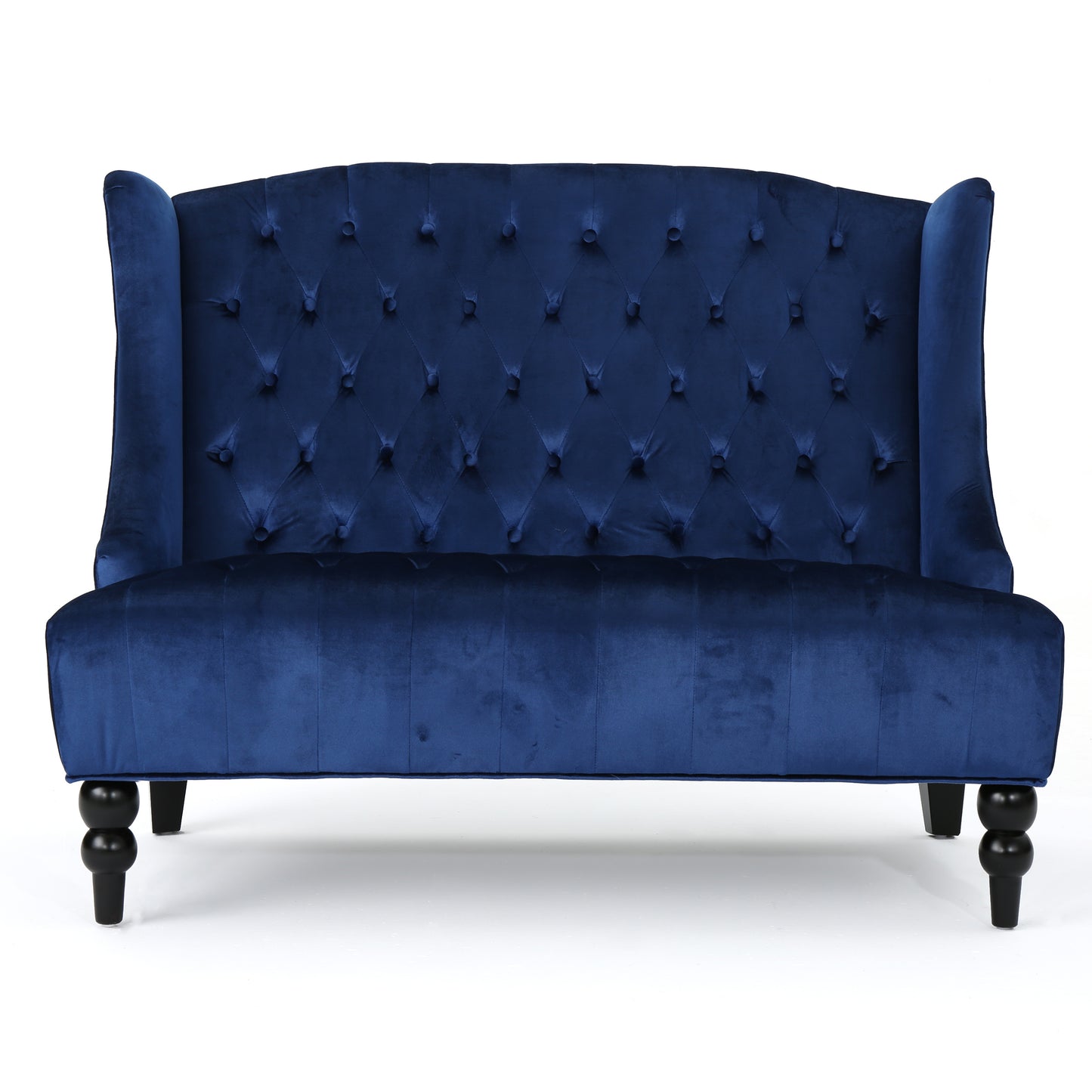 Navy Blue Velvet Loveseat - Luxurious Modern Glam Sofa