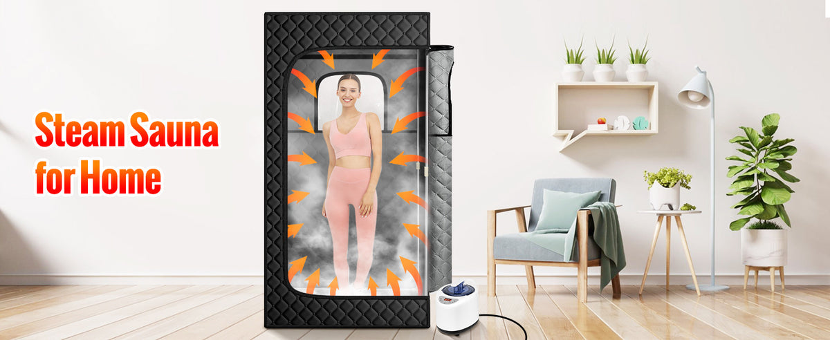 Portable Full Body Sauna Room Steam Sauna Box for Home Use Black 80x80x180cm