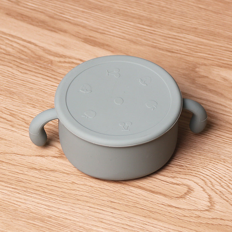 Children's Silicone Snack Bowl with Dustproof Lid and Handles for Kids