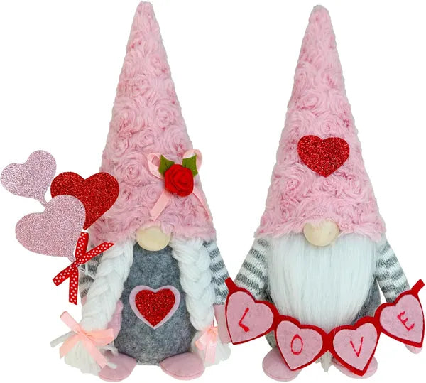 Valentine Gnomes Decorations - Plush Scandinavian Tomte Elf