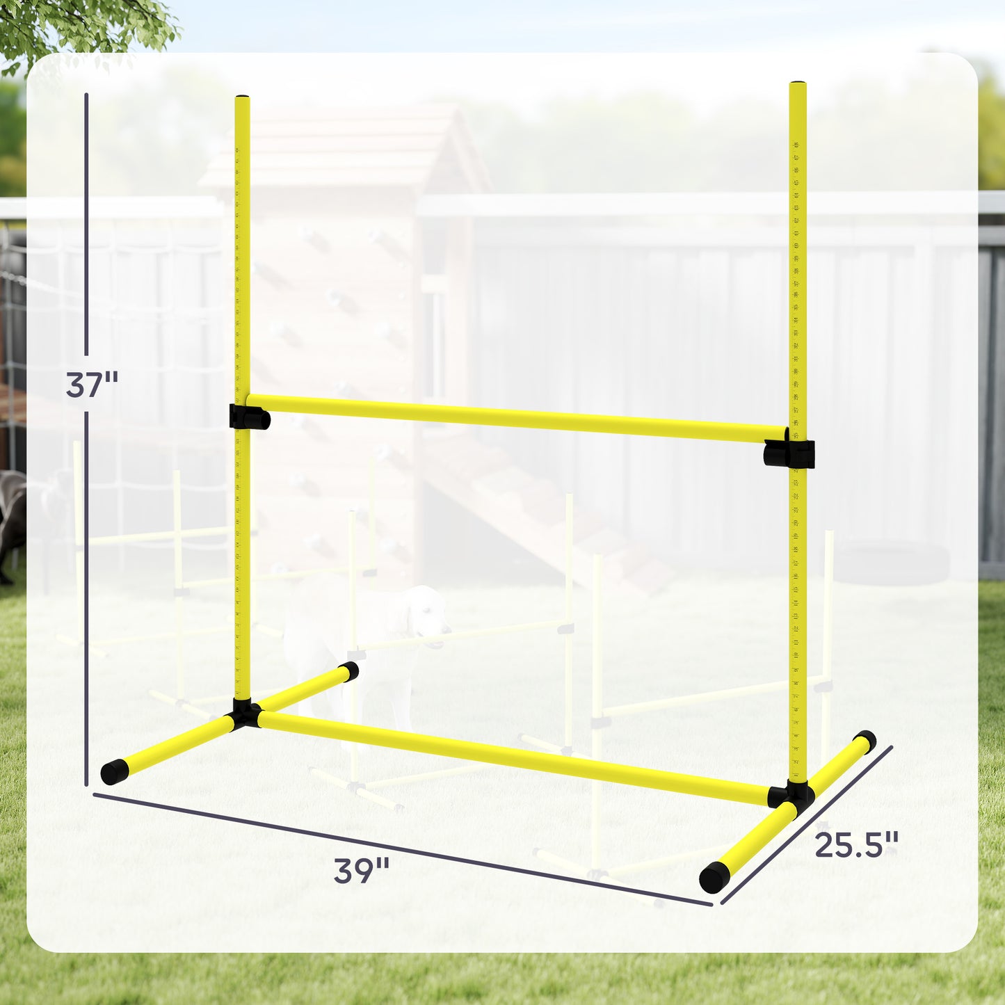 Dog Agility Jump Set with Adjustable Height Bars and Carry Bag - Yellow, 950x180x180 mm