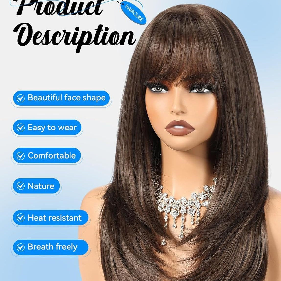 Women’s Brown Wig Cap Full-Cover Stylish Everyday Hair Accessory