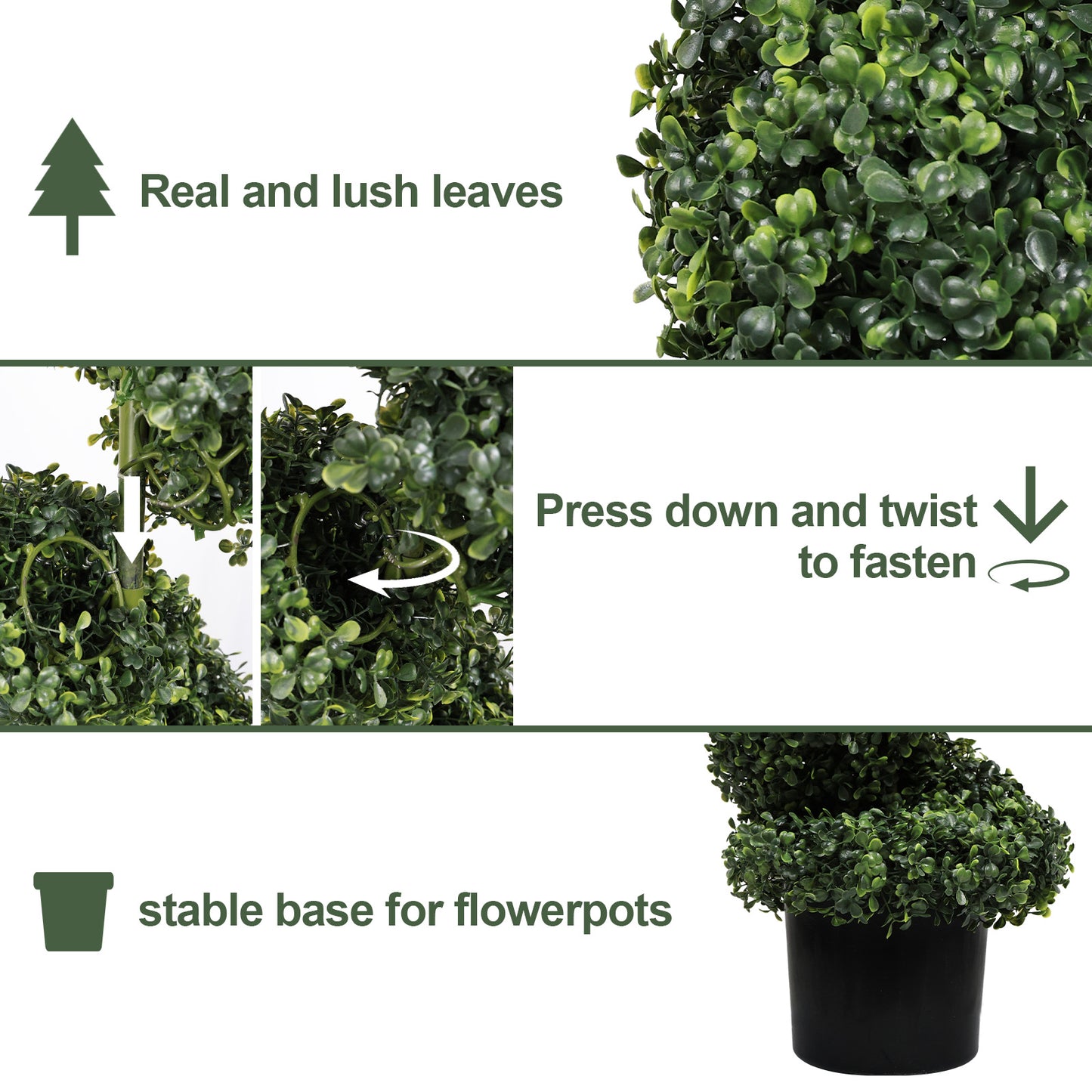 7FT Artificial Spiral Topiary Tree - Green Potted Plant