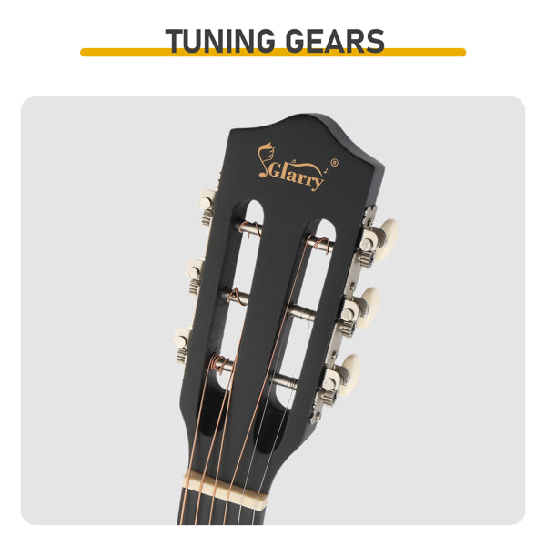38-Inch Matte Black Acoustic Guitar with Accessories