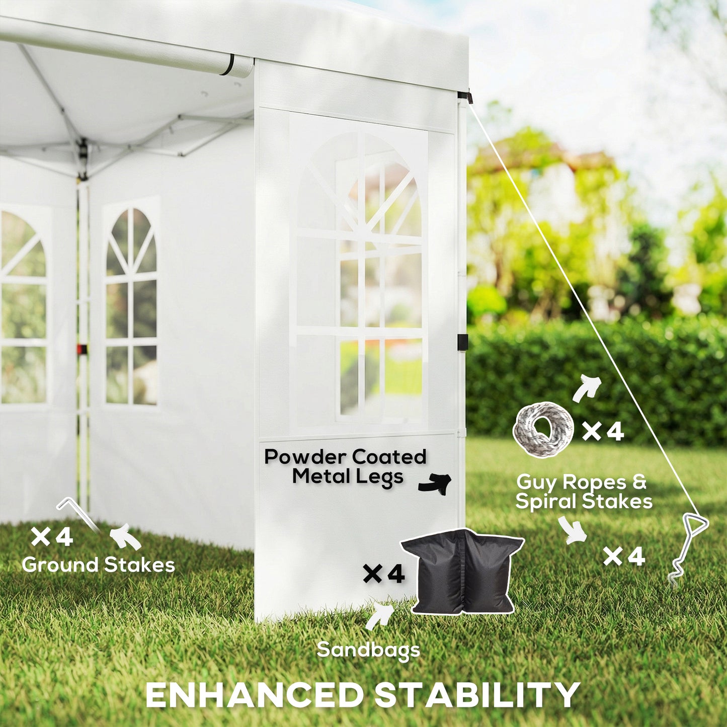 Pop Up Canopy Tent 9.6 x 9.6 ft with Sidewalls - White