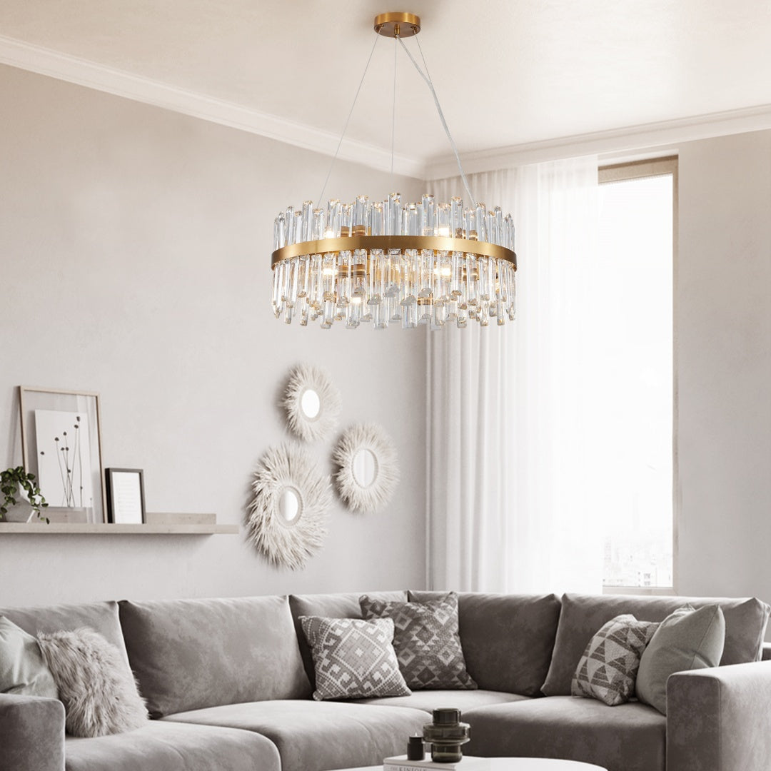 Modern Crystal Chandelier - Elegant LED Lighting for Living Room
