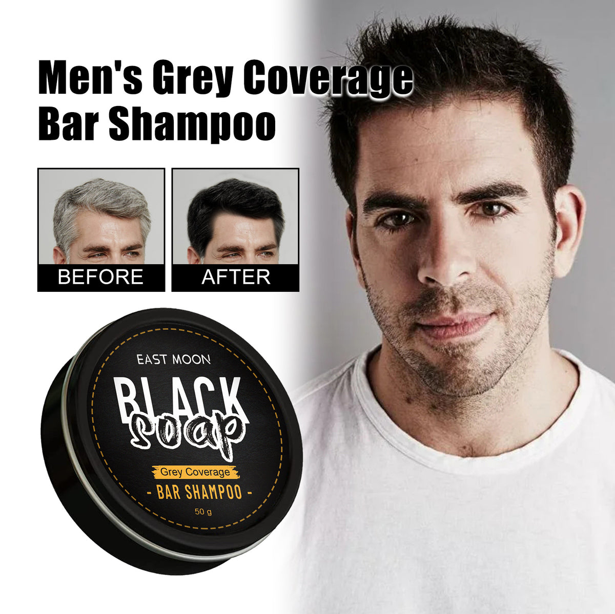 Men's Black Hair Soap – 50g