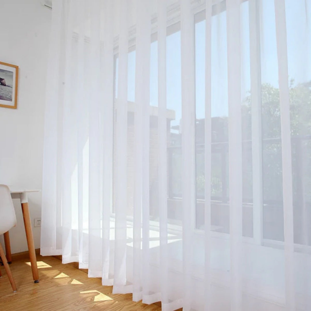 Minimalist White Sheer Curtain with Multiple Styles & Sizes