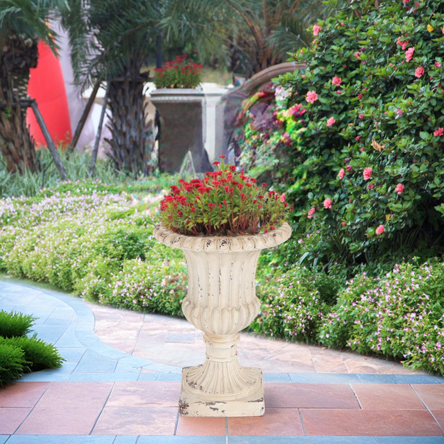 MGO Garden Urn, Antique White, 19.25 H