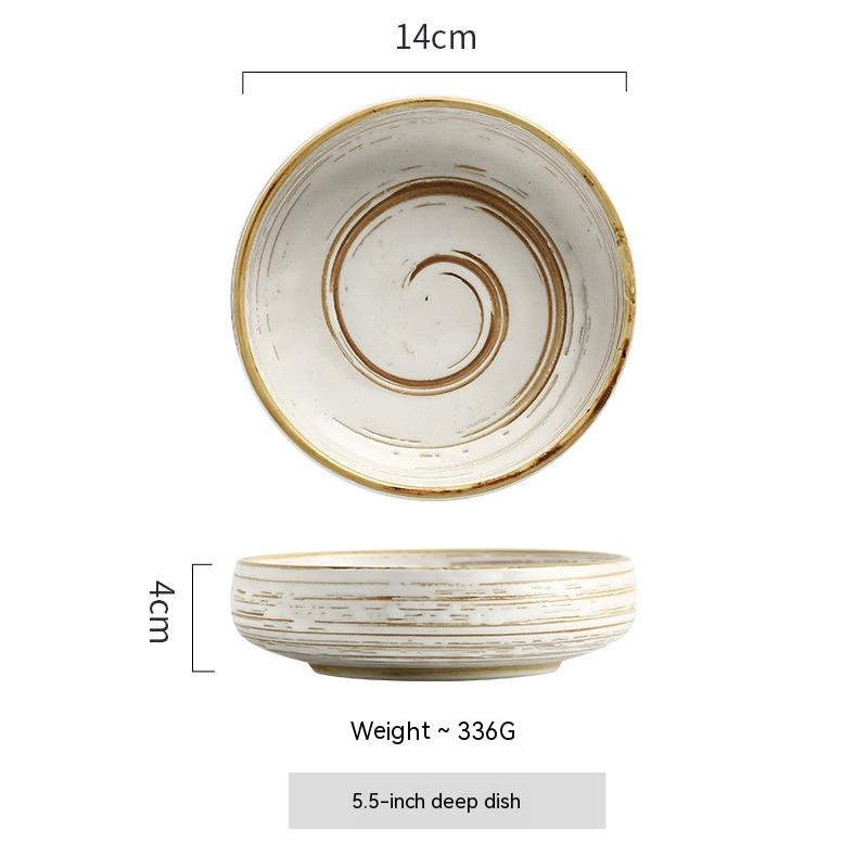 Porcelain Rice Bowl Set 4.5 Inch Retro Kitchen Tableware