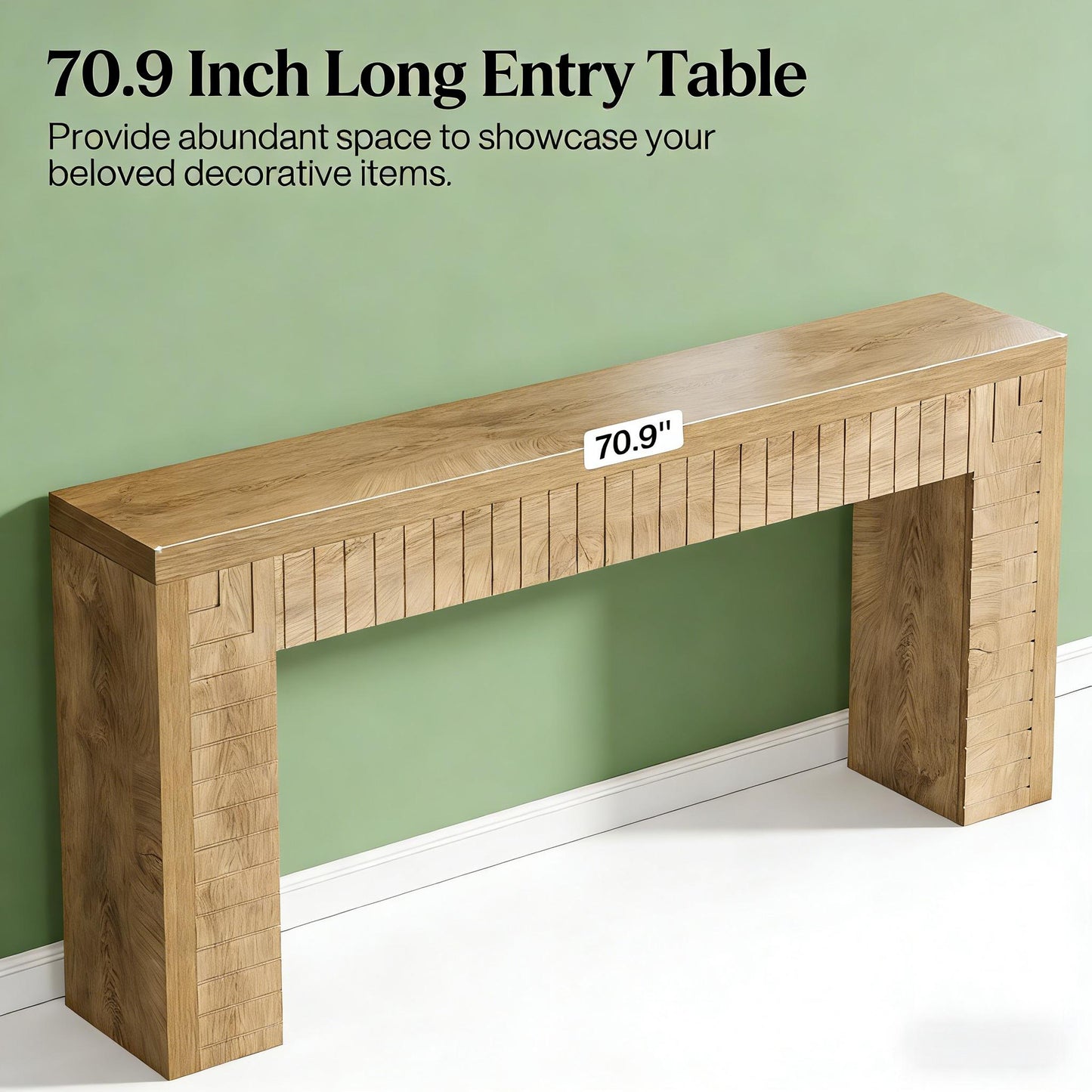 Farmhouse Console Table - Rustic Sofa Table with Engraved Design