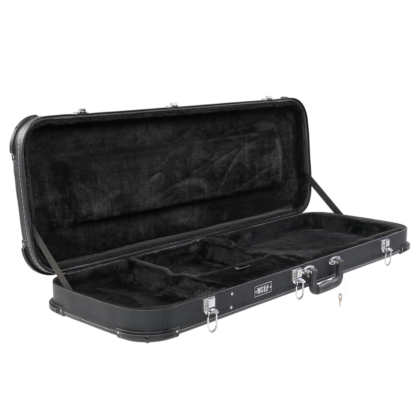 Electric Guitar Hard Case - Black Leather Square Design