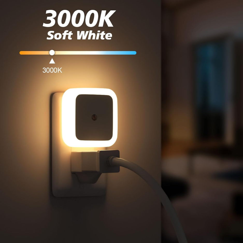 8-Pack Dusk-to-Dawn LED Night Lights Plug-in Wall Lamps Warm White Sensor
