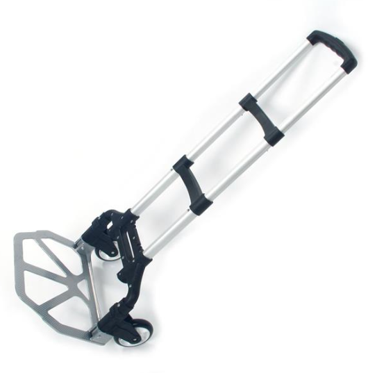Portable Foldable Luggage Cart Trolley with Telescopic Handle - Black