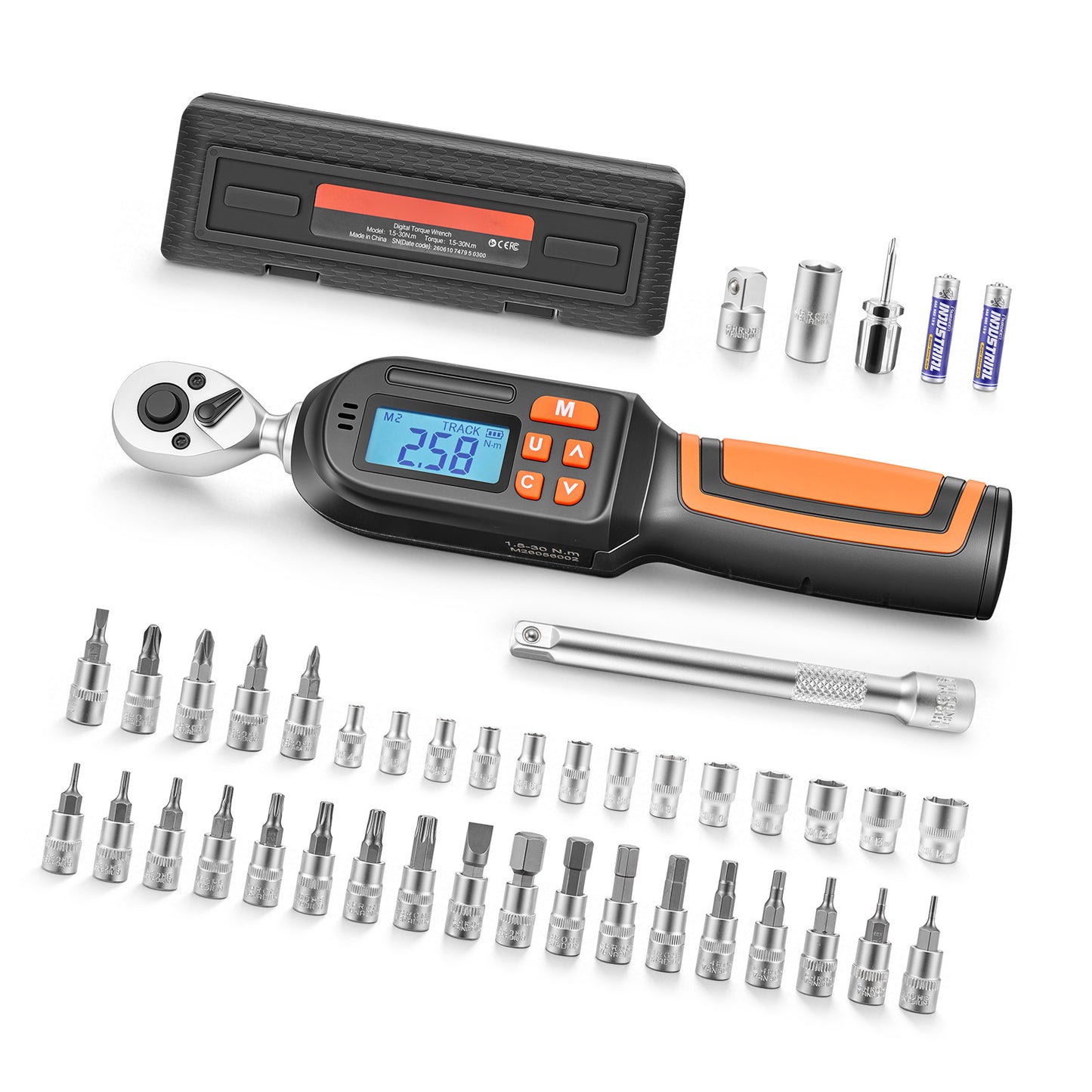 Digital Torque Wrench Set 1/4 Inch Drive 42-Piece Automotive Tool