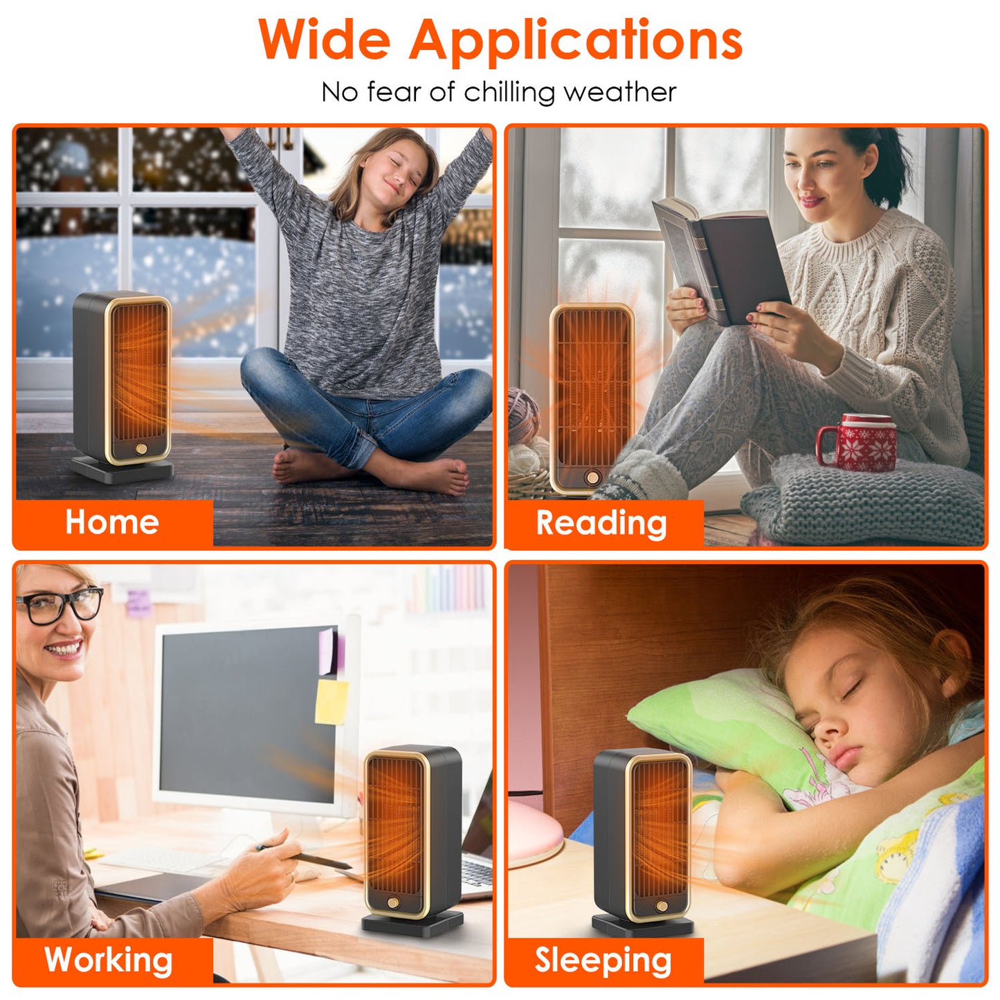 Portable Electric Space Heater 500W with Overheat & Tip-Over Safety - Fast Heating for Home & Office