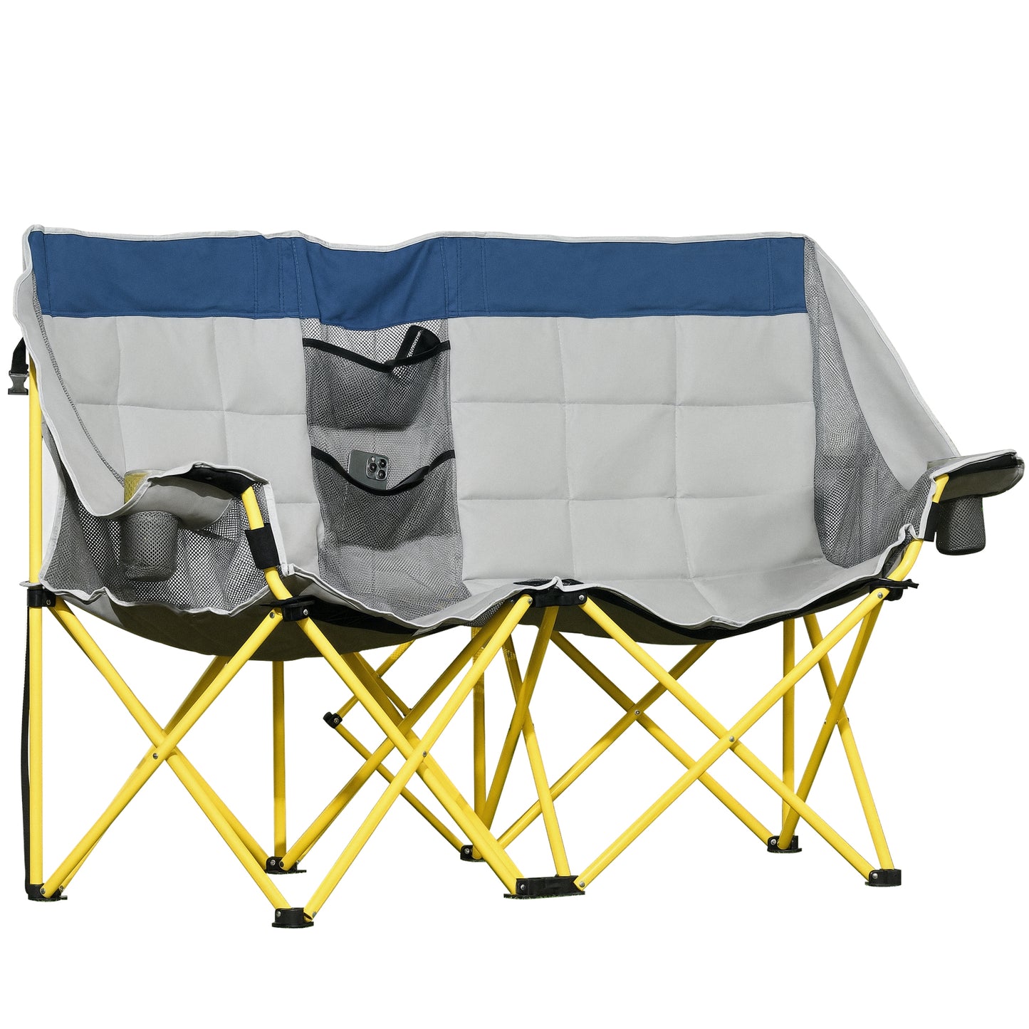 Oversized Folding Camping Chair with Carry Bag & Cup Holders - Navy Blue