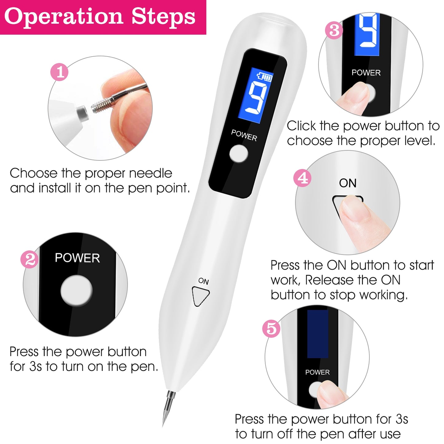 Portable Skin Tag Repair Kit - 9-Level Adjustable LCD Beauty Device