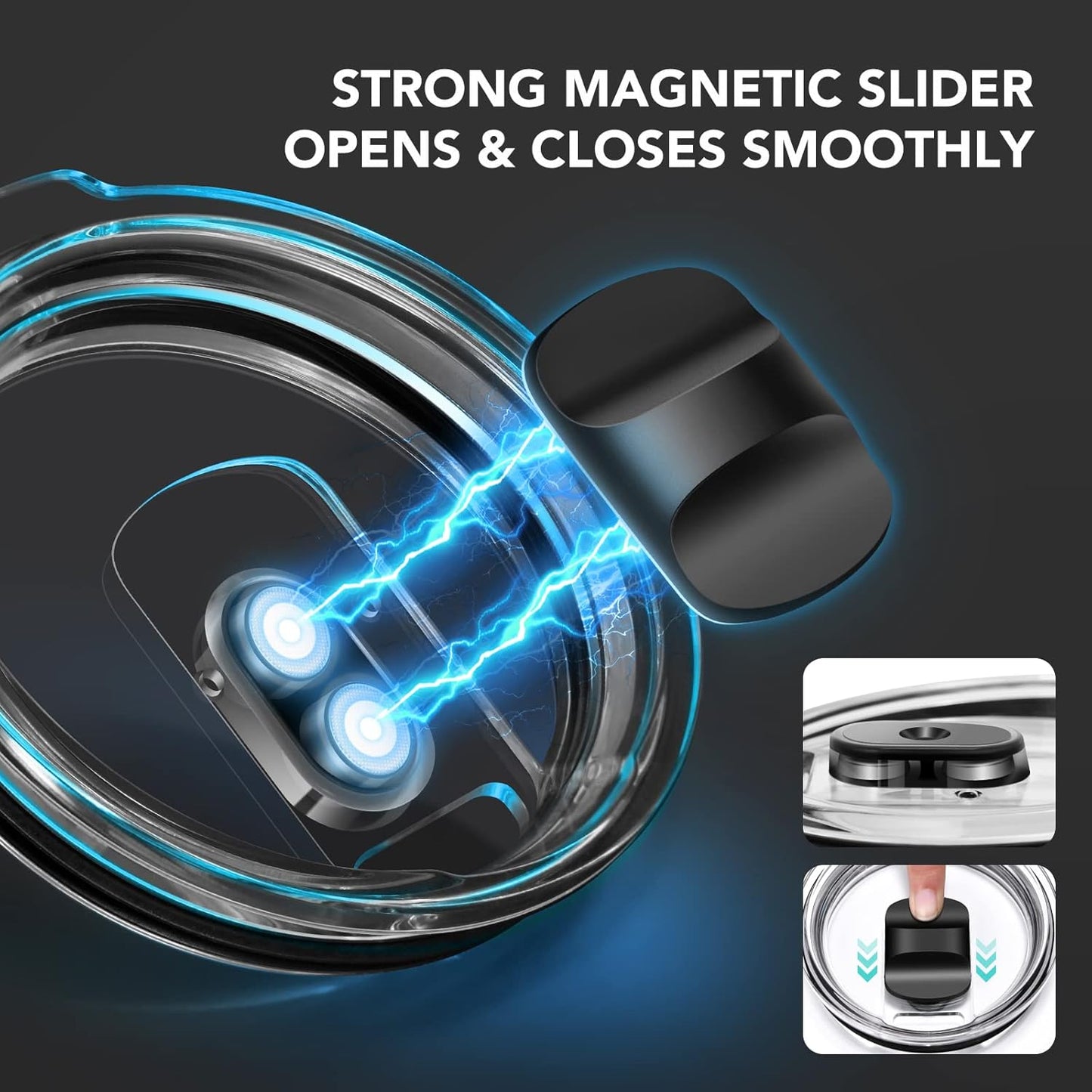 Magnetic Slider Spill Proof Tumbler Cover - 2Pcs 10/20oz